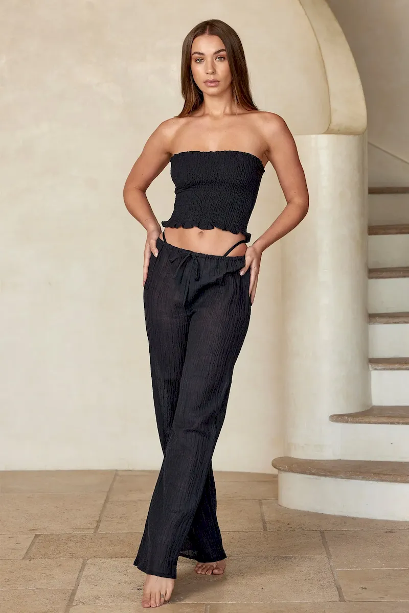 Belize Pant Black Crinkle Linen - Image 3