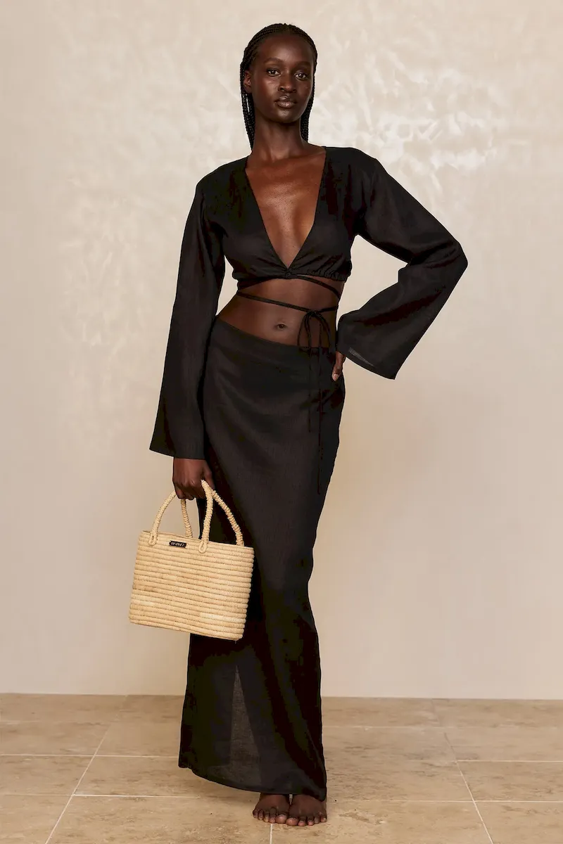 Azores Top Black Linen - Image 2