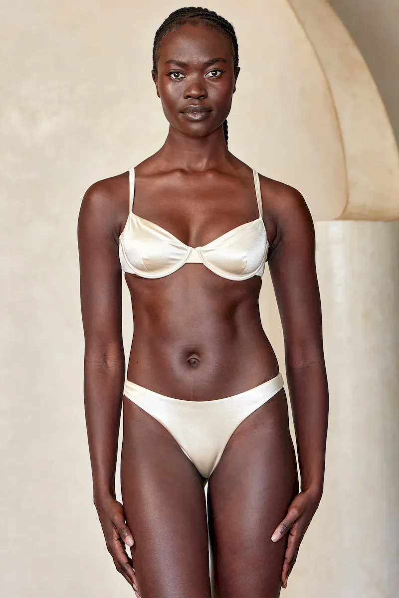 Capri Top Champagne Shiny Jersey - Image 8