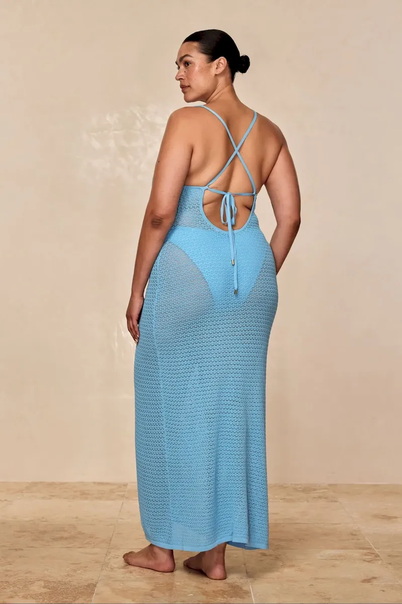 Ramatuelle Dress Ibiza Blue Lace Crochet - Image 8