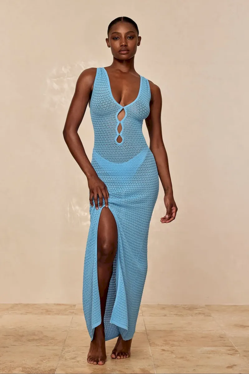 Ramatuelle Dress Ibiza Blue Lace Crochet - Image 3