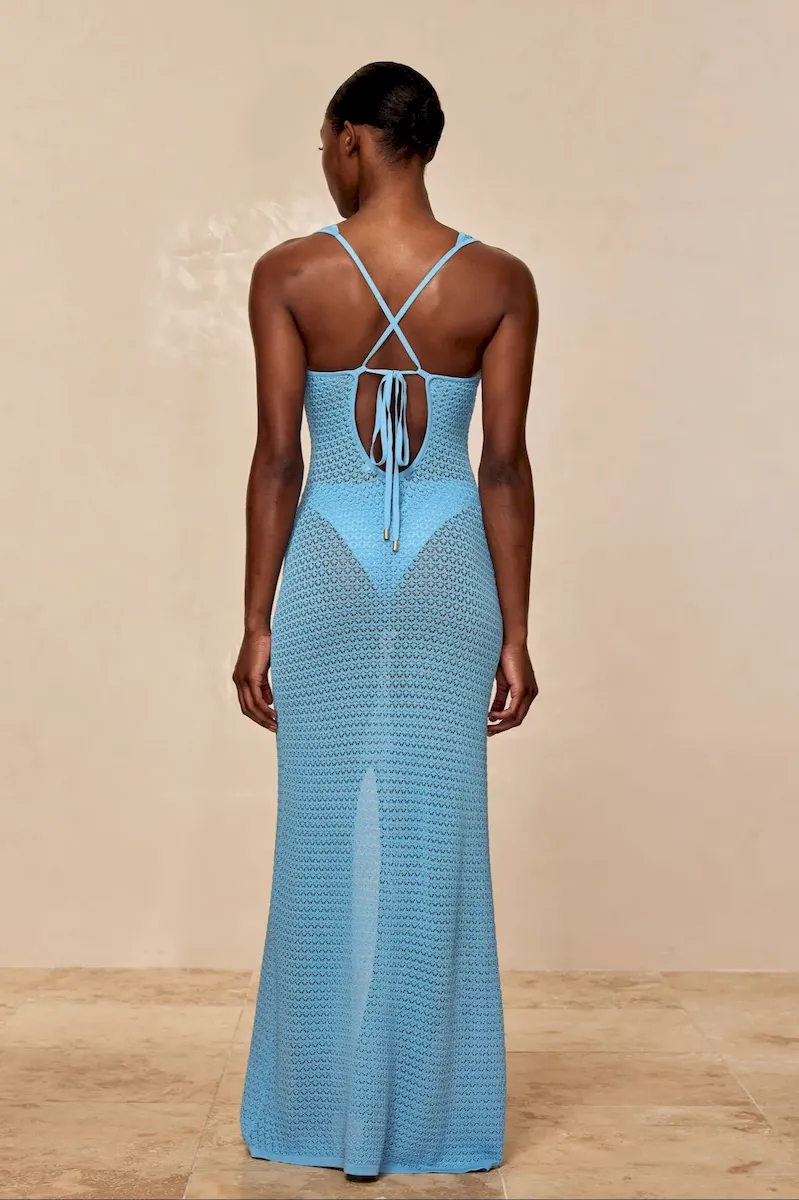 Ramatuelle Dress Ibiza Blue Lace Crochet - Image 4