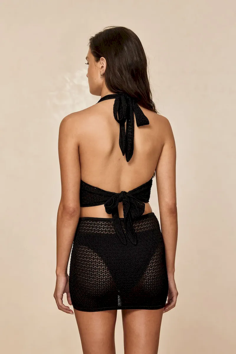 Cartagena Micro Skirt Black Lace Crochet - Image 3