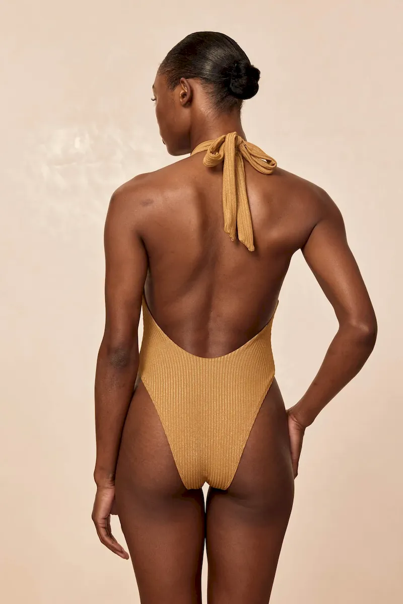 Montego One Piece Antique Gold Lurex Rib - Image 5