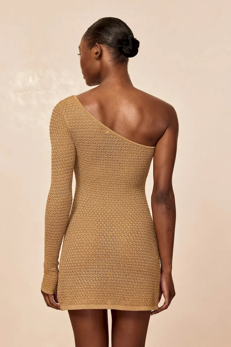 Palermo Mini Dress Antique Gold Lace Crochet - Image 7