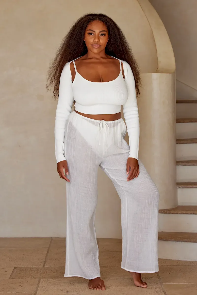 Beverly Hills Knitwear Top White Rib - Image 11