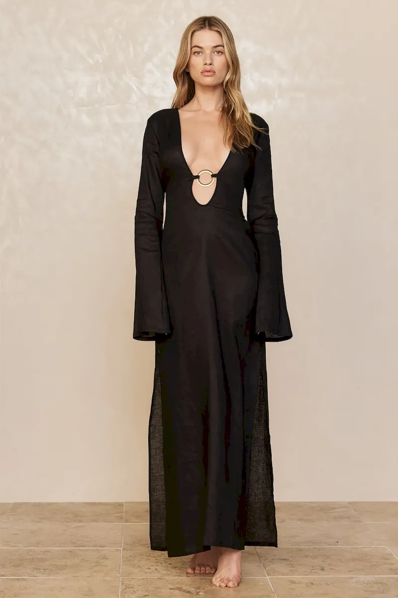 Montego Dress Black Linen - Image 4