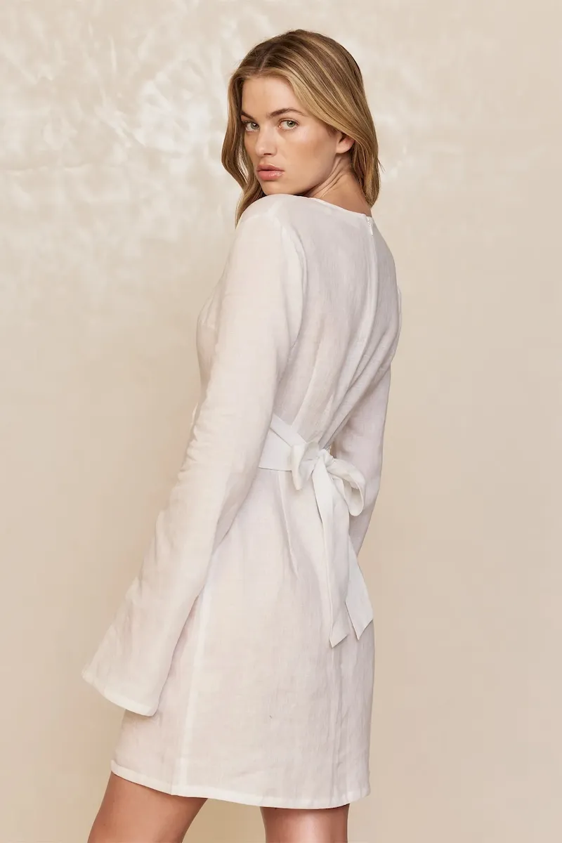 Montego Mini Dress White Linen - Image 5