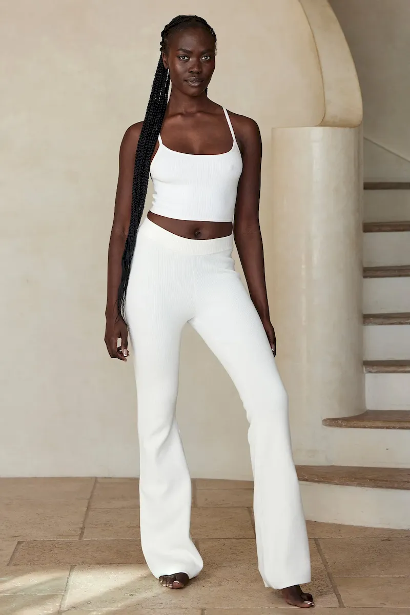 Beverly Hills Knitwear Top White Rib - Image 2