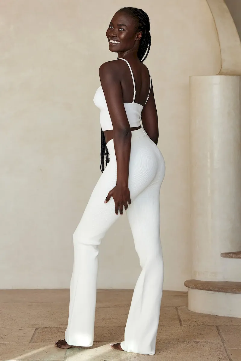 Beverly Hills Knitwear Top White Rib - Image 3