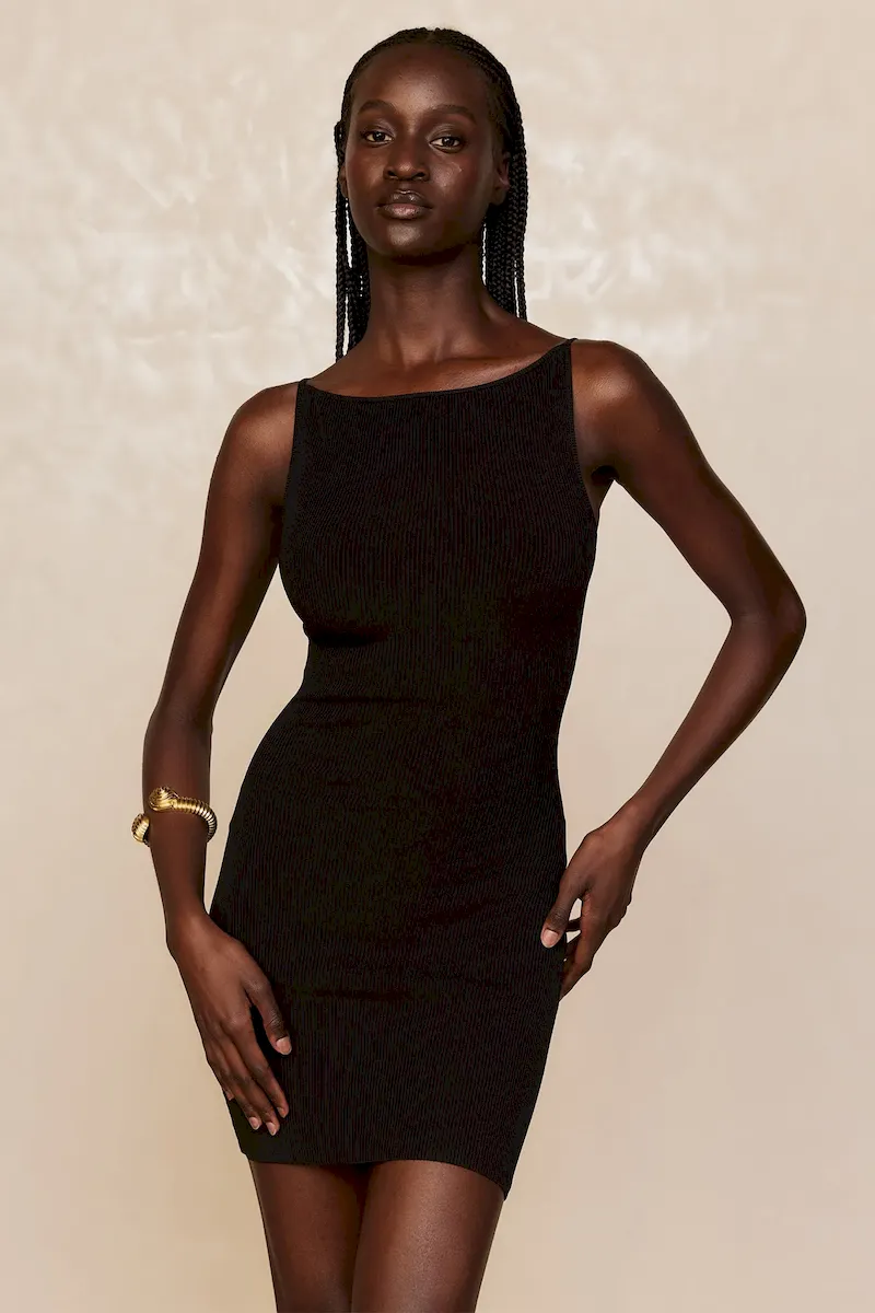 Camerelle Dress Black Knit Rib - Image 6