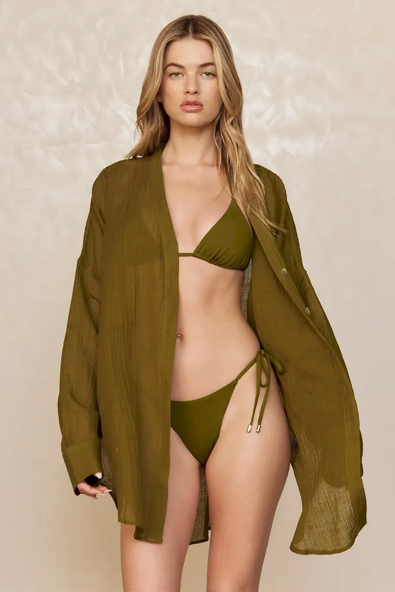 Barcelona Tunic Olive Crinkle Linen - Image 6