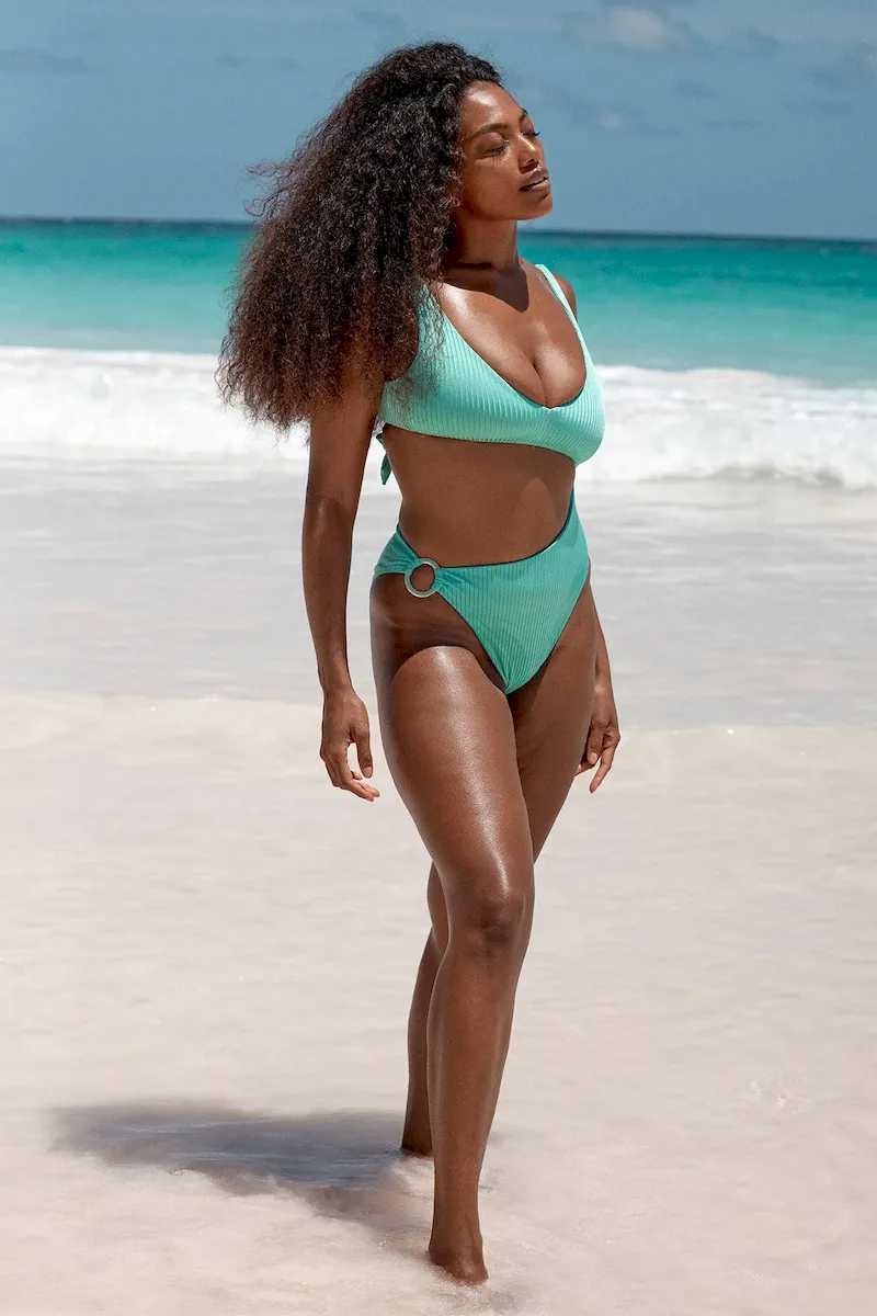 St. Barth’s One Piece Turquoise Wide Rib - Image 7
