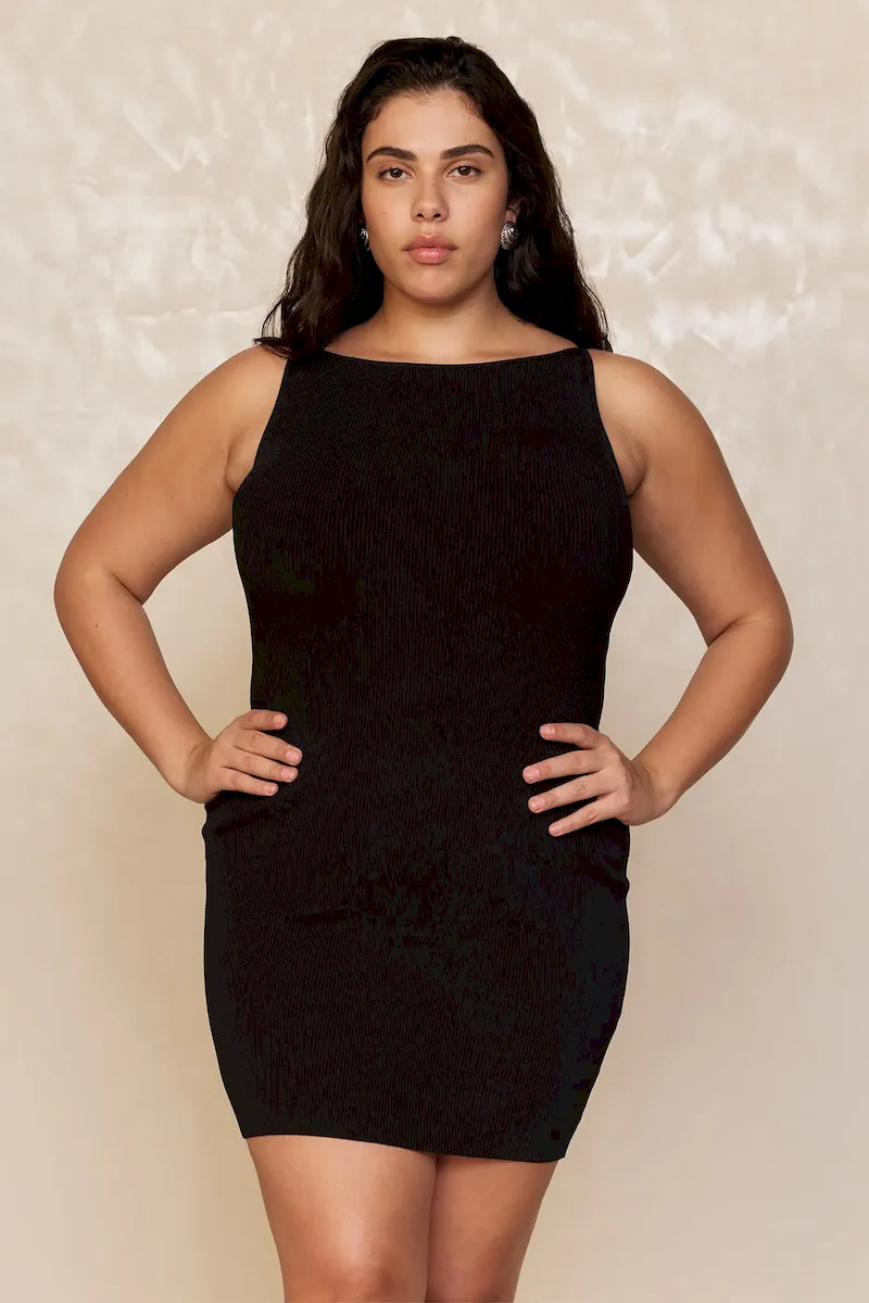 Camerelle Dress Black Knit Rib - Image 4