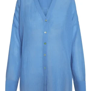 Barcelona Tunic Azure Crinkle Linen