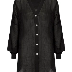 Barcelona Tunic Black Crinkle Linen