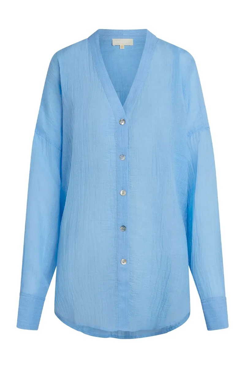 Barcelona Tunic Ibiza Blue Crinkle Linen