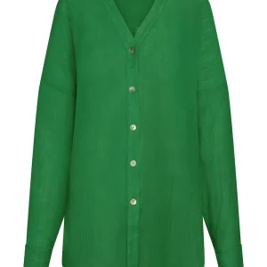 Barcelona Tunic Palm Green Crinkle Linen