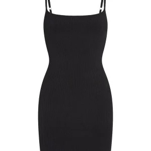 Provence Mini Dress Black Knit Rib