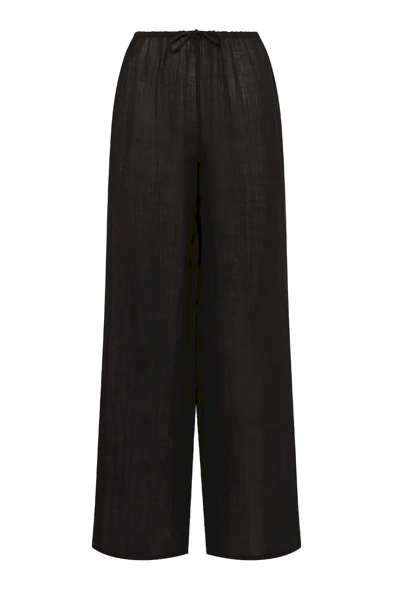 Belize Pant Black Crinkle Linen