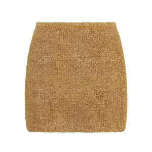 Cartagena Micro Skirt Antique Gold Sequin Knit