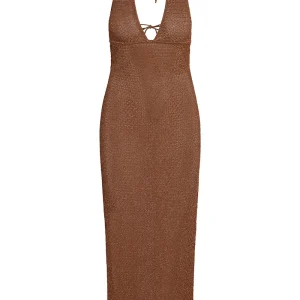 Catania Dress Bronze Lurex Lace Crochet