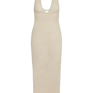 Catania Dress Champagne Lurex Lace Crochet