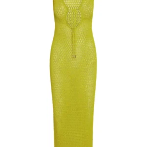Monte Carlo Tie Dress Chartreuse Lace Crochet