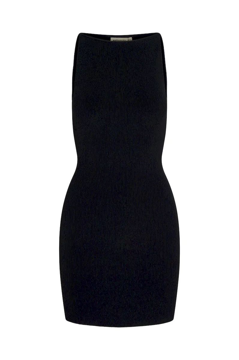 Camerelle Dress Black Knit Rib