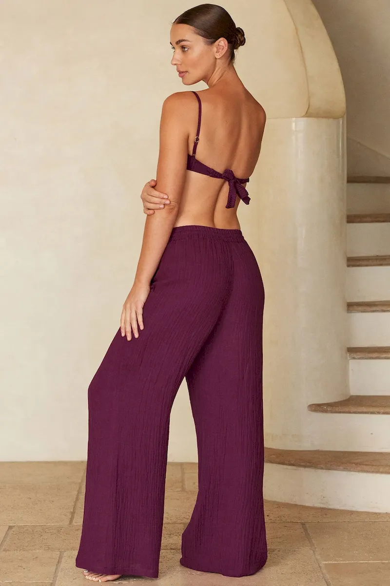 Tahiti Pant Eggplant Crinkle Linen - Image 5