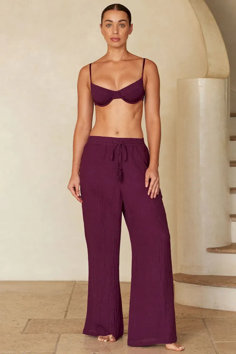 Tahiti Pant Eggplant Crinkle Linen - Image 4
