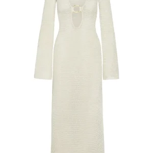 Montego Dress Ivory Shiny Treble Knit