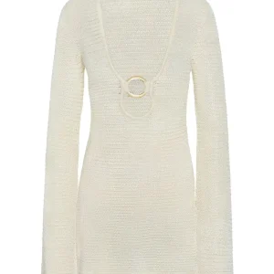Montego Mini Dress Ivory Shiny Treble Knit