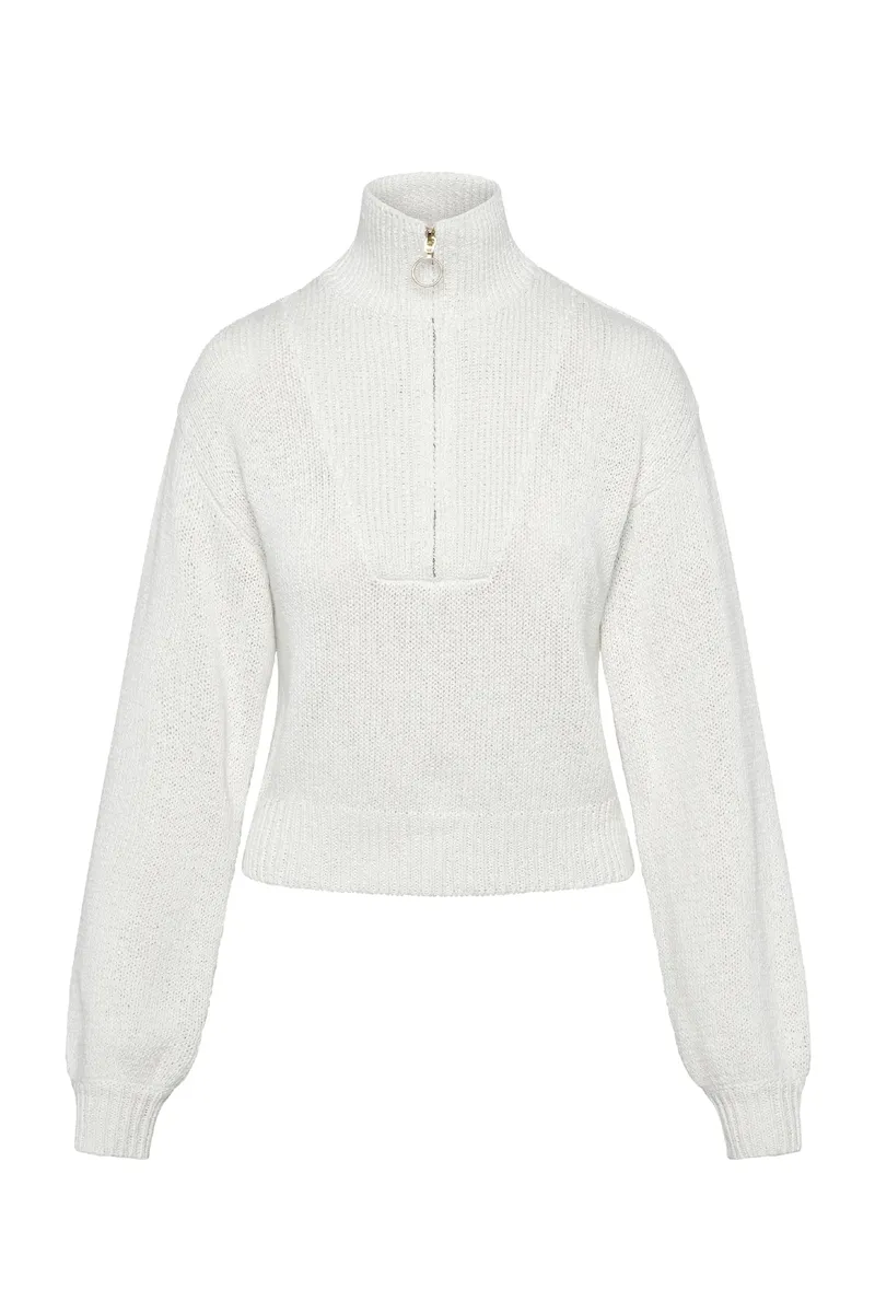 Lisbon Quarter Zip Sweater White - Image 2
