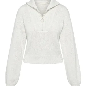 Lisbon Quarter Zip Sweater White