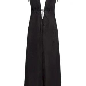 Mallorca Dress Black Crinkle Linen