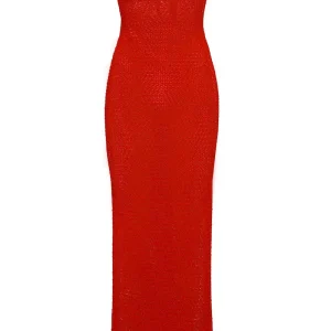 Montego Bandeau Dress Chili Pepper Lace Crochet