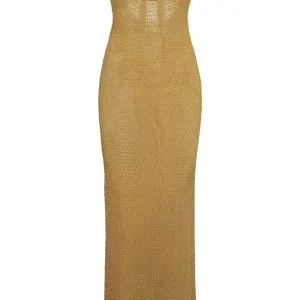 Montego Bandeau Dress Antique Gold Lace Crochet