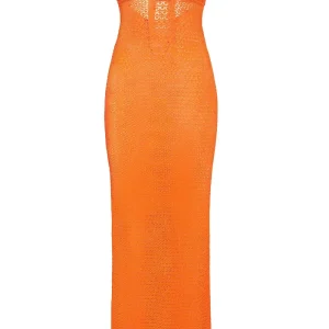 Montego Bandeau Dress Tangerine Lace Crochet