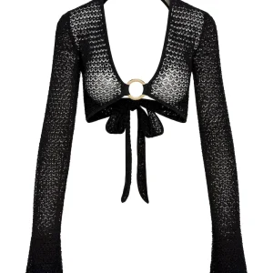 Montego Crop Top Black Lace Crochet