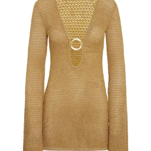 Montego Mini Dress Antique Gold Lace Crochet