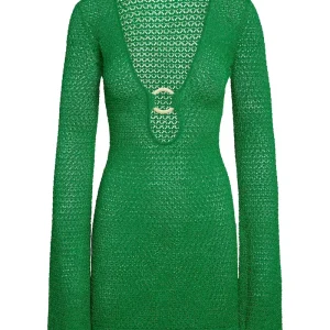 Montego Mini Dress Palm Green Lurex Lace Crochet