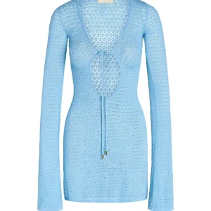 Montego Mini Tie Dress Ibiza Blue Lace Crochet