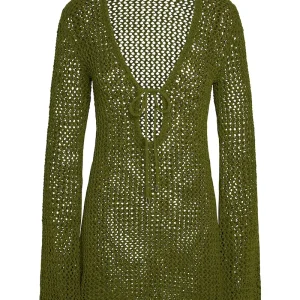 Montego Mini Tie Dress Olive Petit Crochet