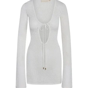 Montego Mini Tie Dress White Lace Crochet