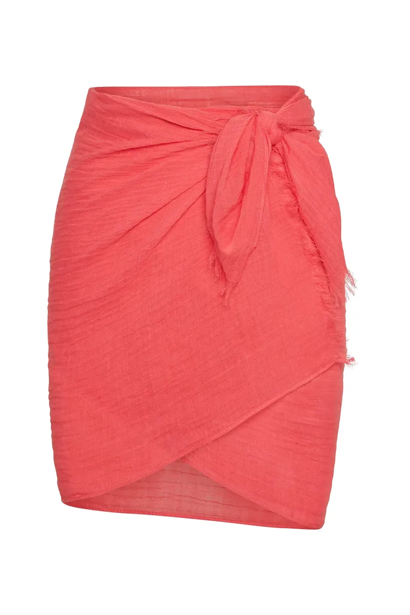 Mykonos Sarong Strawberry Crinkle Linen