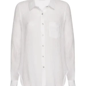 Monaco Shirt White Crinkle Linen