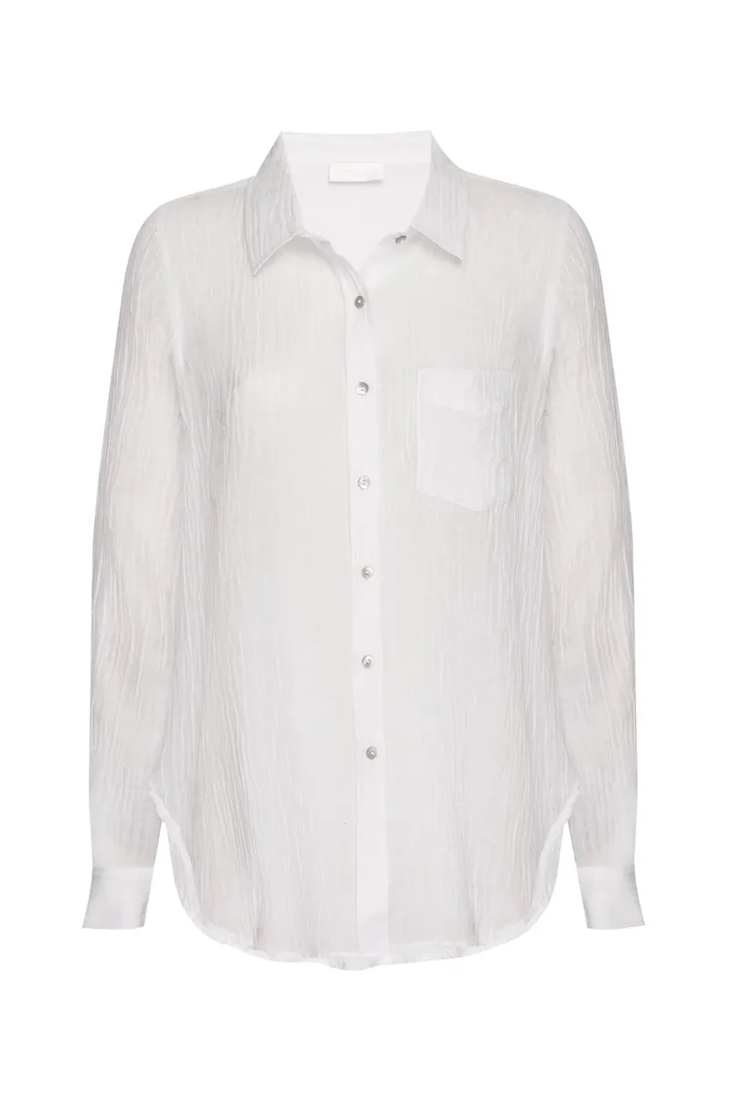 Monaco Shirt White Crinkle Linen