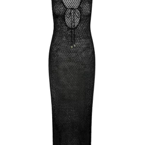 Monte Carlo Tie Dress Black Lace Crochet