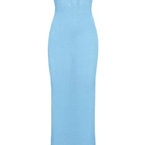 Montego Bandeau Dress Ibiza Blue Lace Crochet